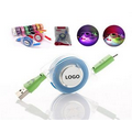 USB Data Cable Sync Charger LED Light Telescopic Line For Mobile